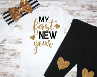 2024 New Year's Eve- Baby Bodysuit-New Year's Eve Girls Outfit-My First New Year