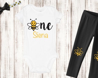 One Bumble Bee First Birthday- Honey Bee Bodysuit- Bee Theme Girl First Birthday-One Birthday