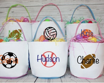 Sports Personalized Easter Basket- Kids Easter Baskets- Soccer Baseball Volleyball Football Easter Basket