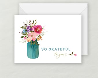 Floral Gratitude Thank You Greeting Card | Recycled Eco-friendly Cardstock