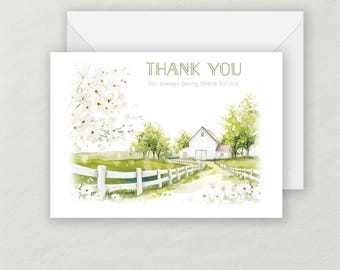 Country Charm Thank You Greeting Card | Recycled Eco-friendly Cardstock