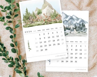 Scenic Landscapes Mini Calendar | Choose Start Month | Wood Easel | Recycled Cardstock