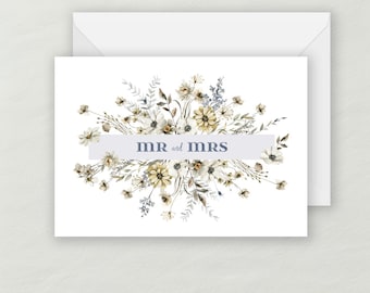 Wedding Greeting Card 5x7 | Recycled Eco-friendly Cardstock -- Mr and Mrs