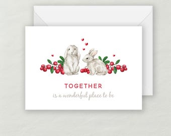 Lovestruck Bunnies Love Greeting Card 5x7 | Recycled Eco-friendly Cardstock