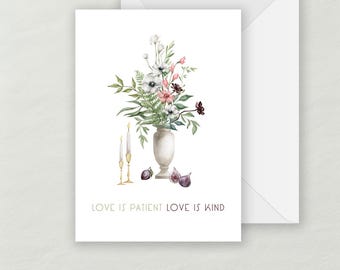Elegant Floral Vase Wedding Greeting Card | Recycled Eco-friendly Cardstock