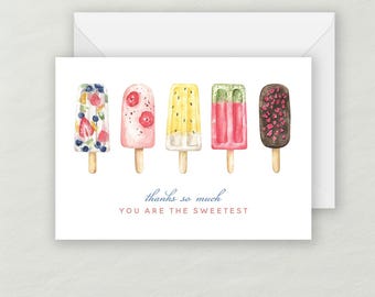 Sweet Popsicles Thank You Greeting Card | Recycled Eco-friendly Cardstock