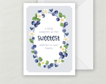 Newborn Baby Greeting Card 5x7 | Recycled Eco-friendly Cardstock -- Sweet Berries