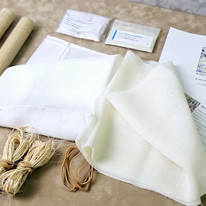 Ecoprint Naturally Supply Kit for Botanical Printing, DIY Package with Silk, Wool, Mordants, Dowels, Use with my PDF or with Workshops