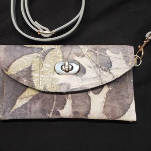 Ecoprinted Leather Shoulder Bag, Deep Burgundy, Natural Designs & Colors Created from Plants, Handcrafted by Artist, Purse, Pocketbook