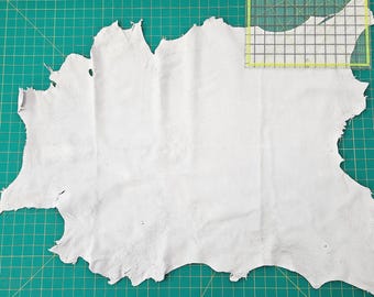 Leather Sheep Hide, Ecoprint, Botanical Print, Reenactments, Renaissance, 1.1-1.5 oz, Off-White, 5.5-6.5 sq.feet, Use Home Sewing Machines