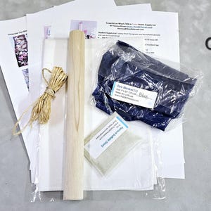 Ecoprint in Color Supply Kit for Online or DIY Ecoprinters, Combo Package with Mordants, Dowels, Pre-Dyed Blankets, Supply List, Silk, Wool