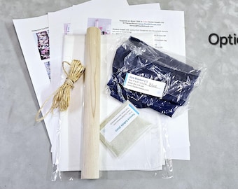 Ecoprint in Color Supply Kit for Online or DIY Ecoprinters, Combo Package with Mordants, Dowels, Pre-Dyed Blankets, Supply List, Silk, Wool