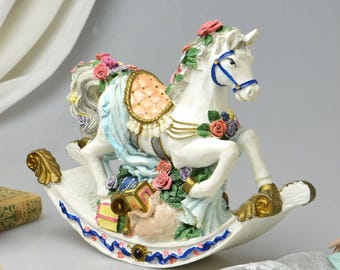 Vintage Musical Rocking Horse Antique Style Rocking Horse Shabby Chic Nursery Decor Victorian Design Christmas Ornate Carousel Horse