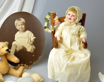 Porcelain Baby Doll PM Grete 3/0 Antique Doll Reproduction Porzellanfabrik Mengersgereuth Bisque Baby Gallery Originals Shelburne Museum 12”