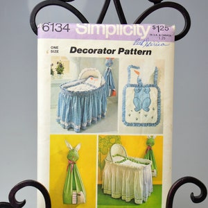 Simplicity 6134 Sewing Pattern Baby's Basket Skirt Basket Liner Diaper Stacker Comforter Pillow Case