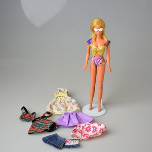 Vintage Mattel Malibu Barbie Doll Blonde Blue Eyes Stamped 1966 Made In Japan Collectible Doll  Sunset Malibu Barbie with Genuine Outfit