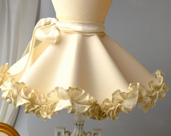 Vintage Handmade Large Ruffle Lamp Shade Eggshell Color Shabby Chic Decor