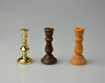 Vintage Dollhouse Candlestick Holders: Miniature Set of 3