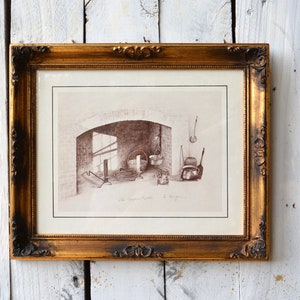 Early American Kitchen Picture The Copper Kettle Lithographic Reproduction of Doris Whitten Morgan Pencil Drawing Collectible Cabin Decor image 7