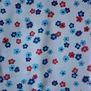 Vintage Mini Flowered Blue Fabric Multipurpose Natural Thread Fabric Home Decor or Apparel