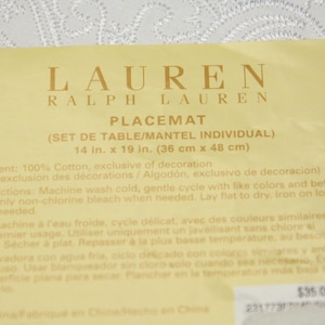 Set of 4 Vintage Ralph Lauren Placemats White Paisley Embroidered Cotton Luxury Dinner Decor