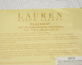 Set of 4 Vintage Ralph Lauren Placemats White Paisley Embroidered Cotton Luxury Dinner Decor