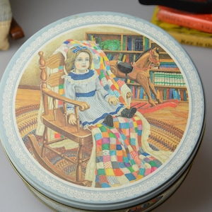 Vintage Doll Picture Tin Box: Collectible Nursery Storage