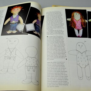 May include: A magazine page with instructions on how to make a doll. The page includes illustrations of the doll's design and a photo of a finished doll. The text describes the process of making the doll, including the materials needed and the steps involved.