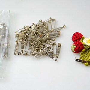 50pcs Silver Tone Clutch Pin Backs 1 1/4"/34mm Pin Back Bar