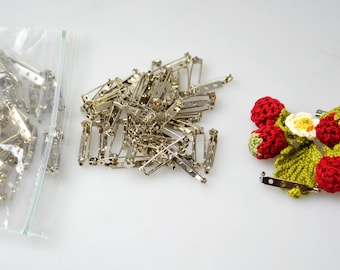 50pcs Silver Tone Clutch Pin Backs 1 1/4"/34mm Pin Back Bar