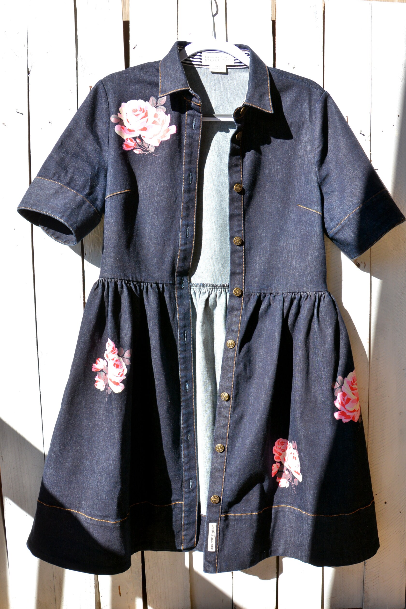 Kate Spade Denim Shirt Dress: Rose Print, Fitted Silhouette (size US6/S) -  Etsy