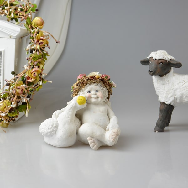 Handcrafted Cherub Figurine with Goose by Cast ART Industries Dreamsicles "Ducky" Figurine Nursery Decor Farmhouse Cabin Romantic Decor