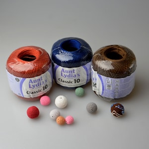100% Mercerized Cotton Crochet Thread Classic Size 10 Aunt Lydia&#39;s Crochet Thread by Coats and Clark Green Blue Brown Cotton Thread