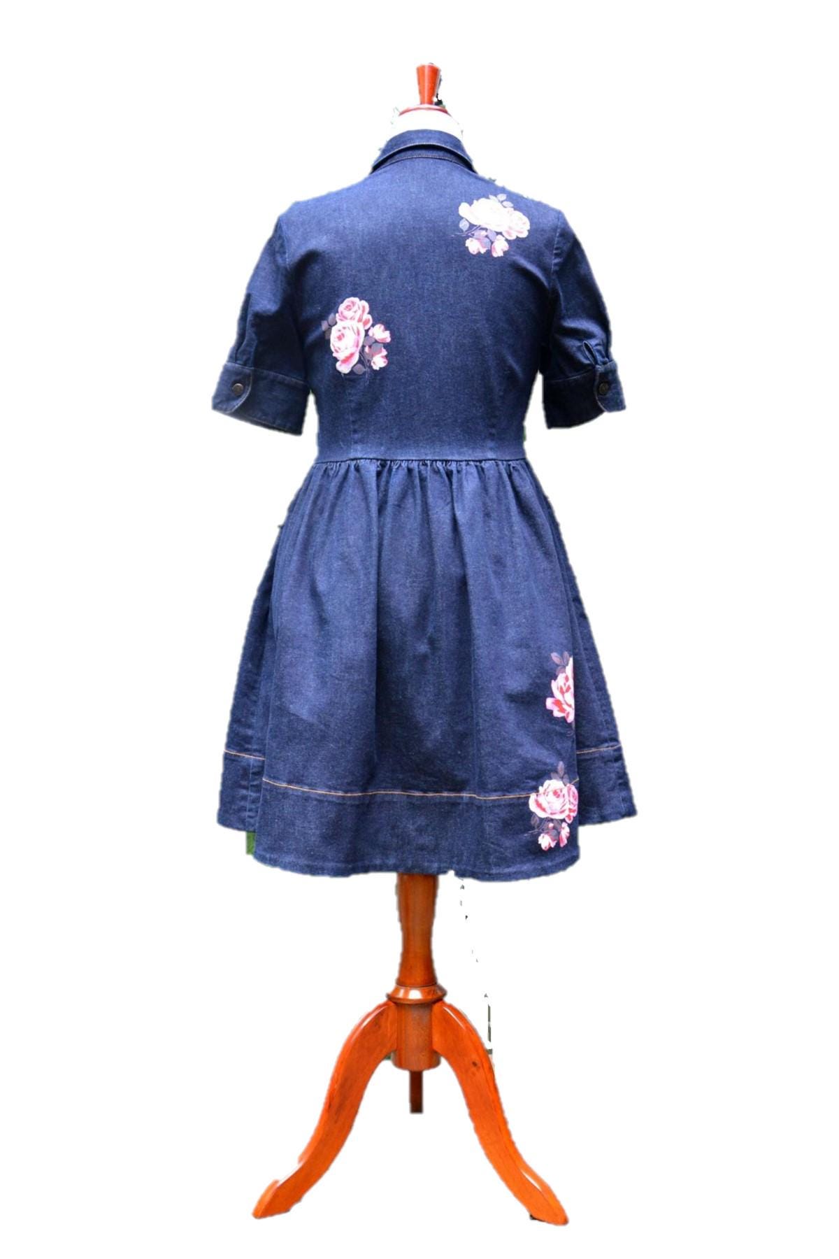 white christmas dresses Rosette Denim Mini Tube Dress in Light-Denim main image 1