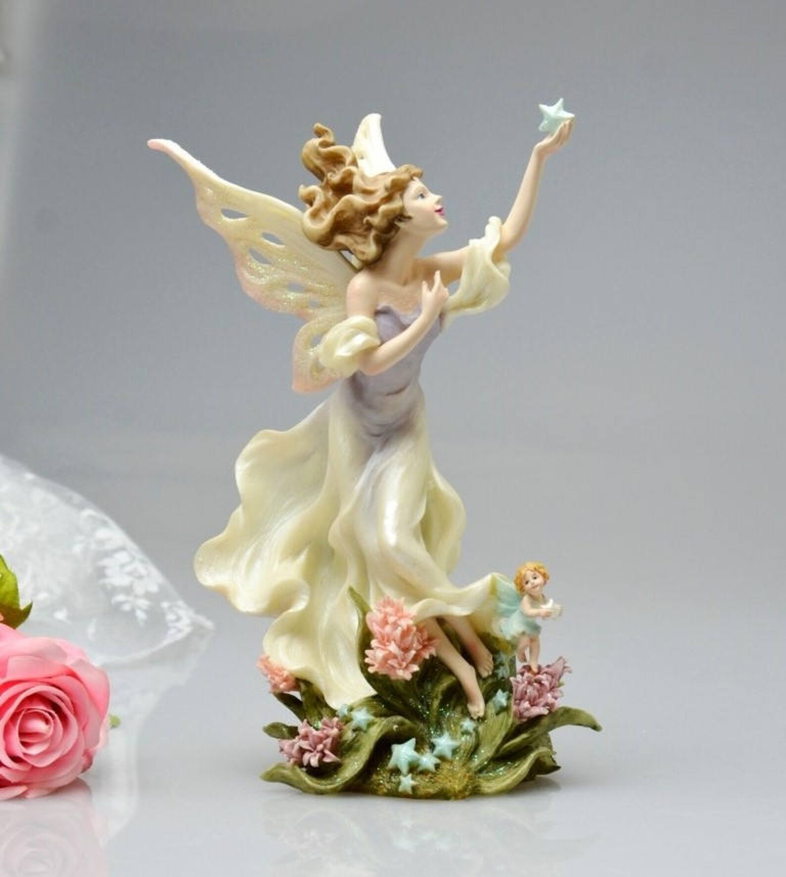 Vintage Fairy Figurine Reach For The Stars The Enchanted Etsy