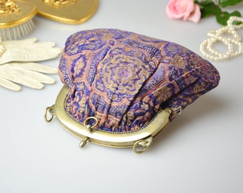 Vintage Silk Evening Clutch: Metal Frame Oriental Purse, 1930s
