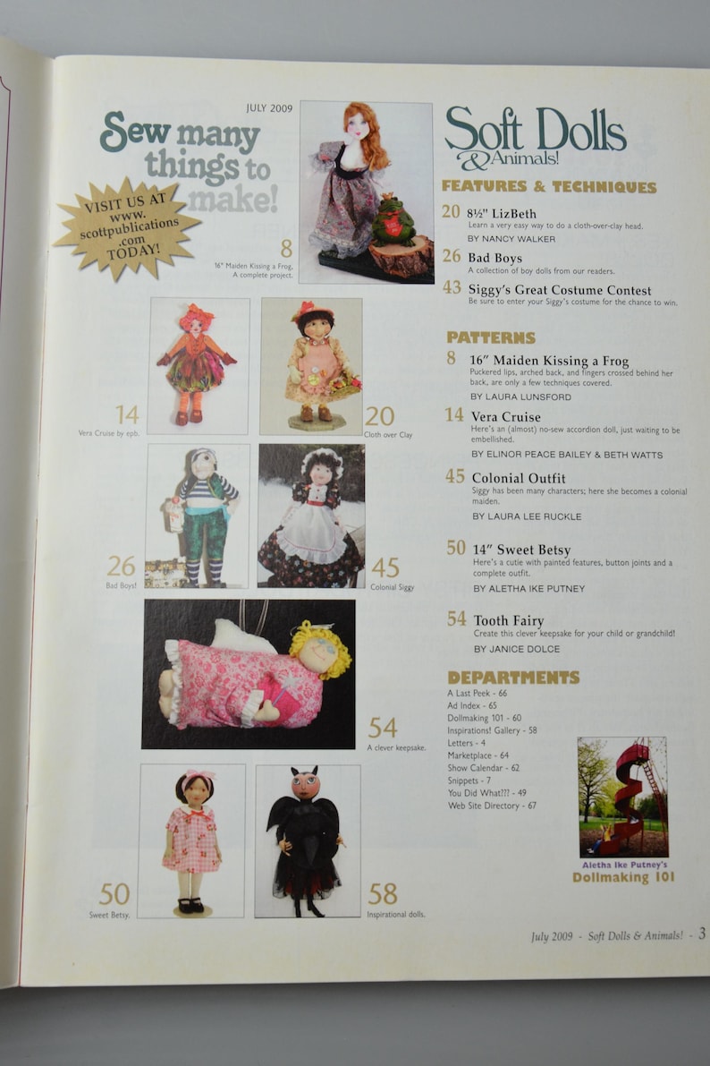 Craft Magazine Soft Dolls & Animals July 2009 DIY Doll Pattern Designer Doll 90 Dolls of All Kinds image 2