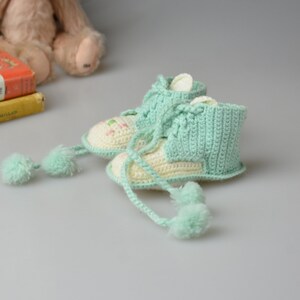 Vintage Crochet Baby Booties Baby Feet Warmers Baby Doll Crochet Shoes Collectible Baby Clothes Nursery Decor image 3