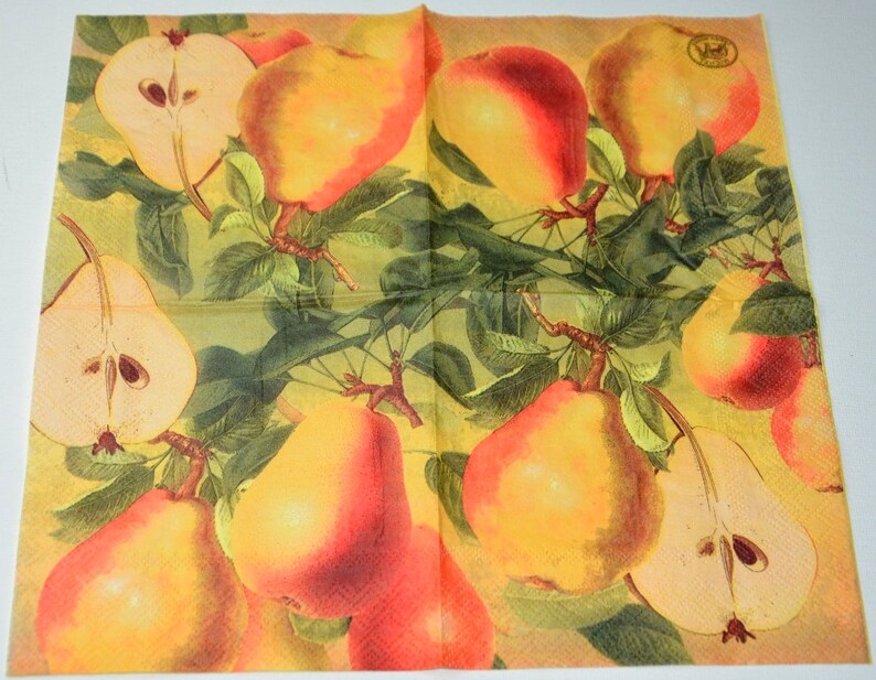 3 Fruit Paper Napkins for Decoupage Craft Pear Decoupage Paper Etsy