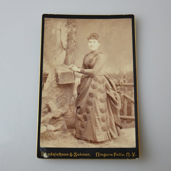 Antique Photography Lady in Victorian Gown Collectible Photo from 1880s Women's Fashion Collectible Victorian Image Fashion Doll Dress