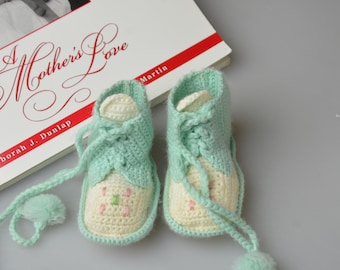 Vintage Crochet Baby Booties Baby Feet Warmers Baby Doll Crochet Shoes Collectible Baby Clothes Nursery Decor
