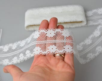 White Floral Lace Trim 2" Wide for DIY Craft Projects