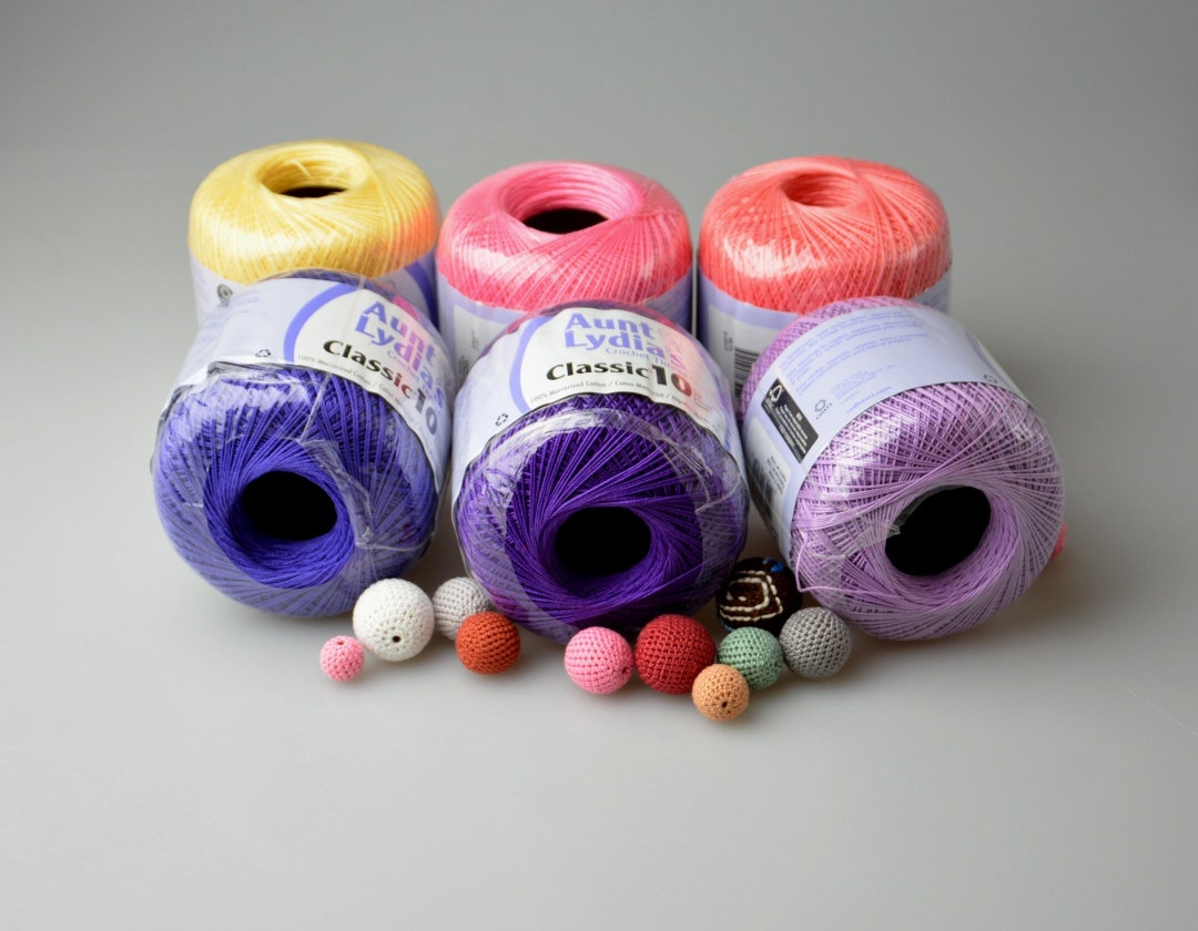Aunt Lydia's Mercerized Crochet Cotton Thread: Classic Size 10, 350yd ...