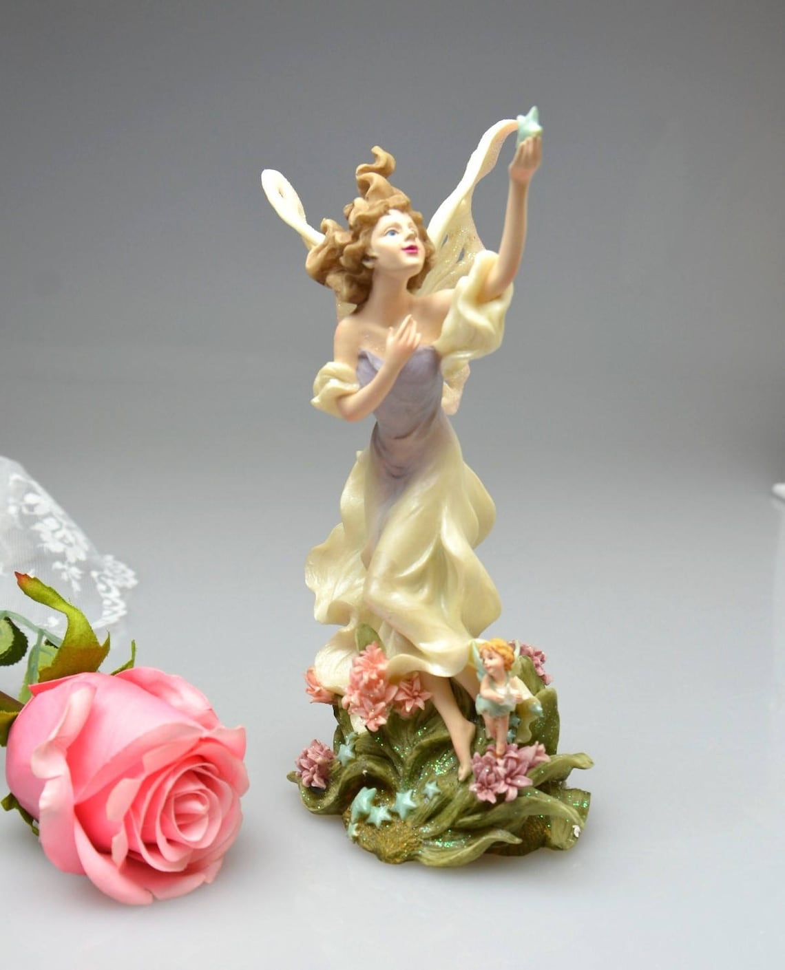 Vintage Fairy Figurine Reach For The Stars The Enchanted Etsy