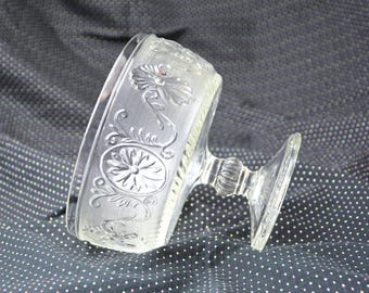 Mid-Century Indiana Glass Compote Fruit Bowl, Textured Pedestal Dish