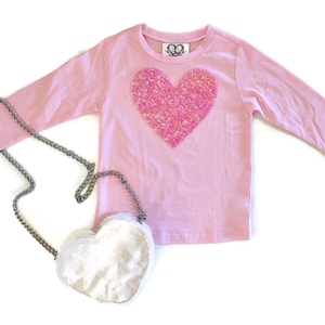 Girls Sequin Valentine Shirt. Valentines Day Gift Her. Sequin Heart Shirt. Toddler Youth Girls Kids. Love Shirt. Cute T-Shirt. Sequin Heart