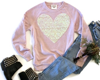 Valentine Shirt Women. Sequin Heart Patch. Bride to Be. Pink Sweatshirt. Valentines Day Gift Her Wife. Heart Sweater. Love Shirt. Girlfriend