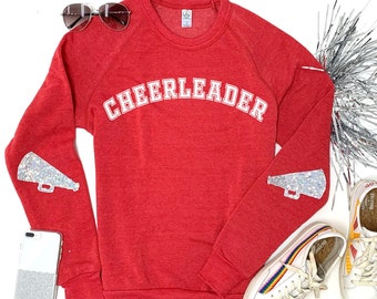 Cheer Mom Shirts / Game Day Shirt /  Sequin Elbow Patches / Cheerleader Sweatshirt /  Gift Women / Sports Fan Gift / Custom / Cheer Mom