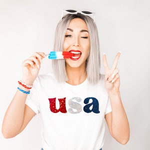 Sequin Retro USA Shirt / 4th of July Shirt / Fourth of July T-Shirts / Red White and Blue / Patriotic Shirts / Country Concert Tee / America