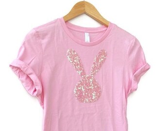 Sequin Patch Easter Shirt / Women's T-Shirt / Tee / Easter Gift / Bunny Rabbit / Bunny Lover Gift / Pet Lover Gift / Ladies Plus Size